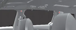Location of curtain airbag modules along the Kia Carnival roof rails