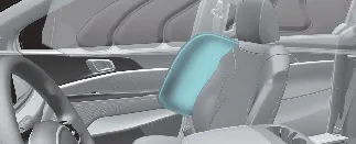 Visual representation of the front center side airbag in the Kia Carnival