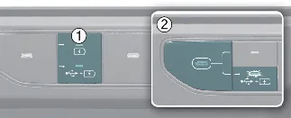 USB connection port inside the Kia Carnival center console