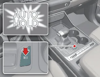 Auto Hold button location in the Kia Carnival cabin