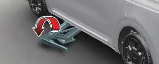 Raising the Kia Carnival using the supplied scissor jack