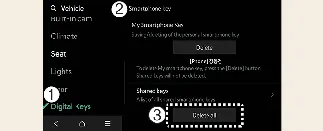 Menu interface to delete all digital keys in Kia Carnival