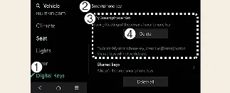 Menu interface to delete individual smartphone key in Kia Carnival