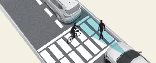 Kia Carnival front-view sensor obstruction by a bicycle or pedestrian