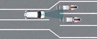Kia Carnival navigating through a complex tollgate environment