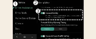 Infotainment screen showing Driver Assistance settings menu in a Kia Carnival