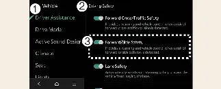 Forward/Side Safety settings screen for Kia Carnival