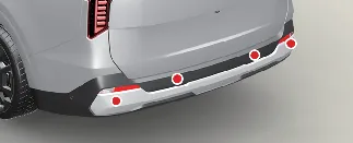 Location of rear ultrasonic sensors on the Kia Carnival bumper for parking assistance