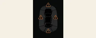Detail view of the Kia Carnival PDW sensor error diagnostic indicator