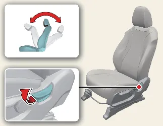 Reclining adjustment lever for the manual front seat in the Kia Carnival