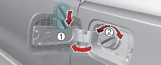 Opening the Kia Carnival fuel filler door fully