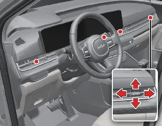 Adjustment lever for front instrument panel vents in Kia Carnival