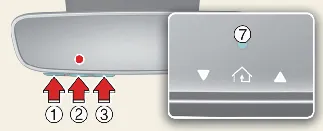 Selecting a HomeLink button on the Kia Carnival rearview mirror