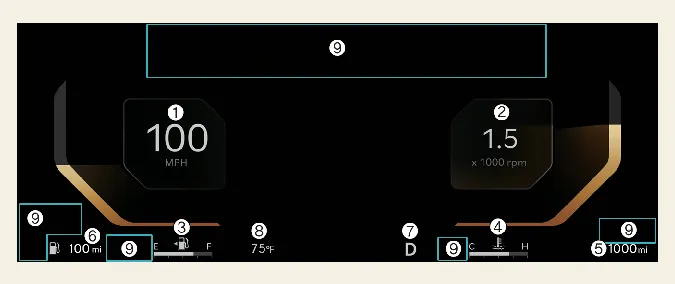 Type B digital instrument cluster display in the Kia Carnival