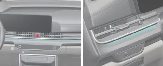 Ambient lighting strip on the Kia Carnival door panel