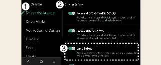 Infotainment menu for Kia Carnival Lane Safety settings