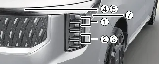 Kia Carnival Type B front headlamp assembly layout