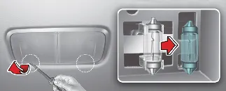 Kia Carnival occupant compartment lamp bulb location
