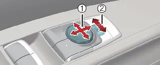 Electric mirror control switch located in the Kia Carnival cabin