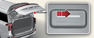 Internal access point for emergency liftgate release on Kia Carnival
