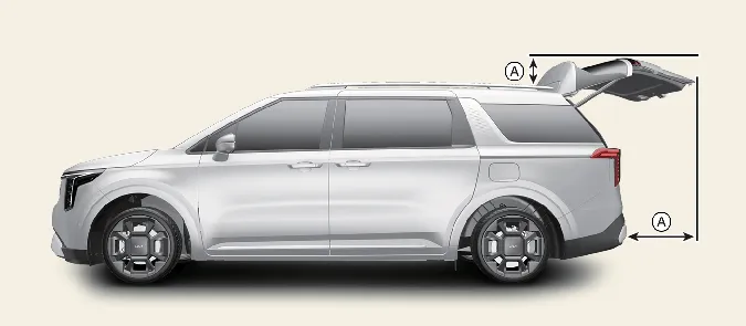 Safety clearance zone for Kia Carnival power liftgate operation