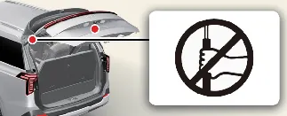 Warning regarding delicate liftgate support struts on Kia Carnival