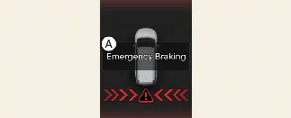 Kia Carnival infotainment display showing active emergency brake intervention