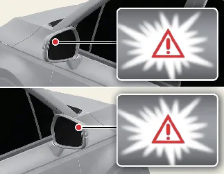 Kia Carnival side-view mirror LED alert indicator during exit warning