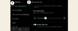 Kia Carnival infotainment menu for Warning Methods configuration