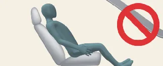 Illustration demonstrating the correct upright seating position for Kia Carnival passengers during vehicle operation