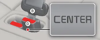 Unfastening the primary buckle of the Kia Carnival rear center seat belt
