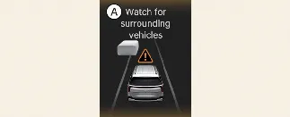 Kia Carnival instrument cluster displaying warning to monitor road conditions