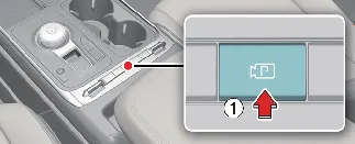 Physical Parking/View button on the Kia Carnival center console for system activation