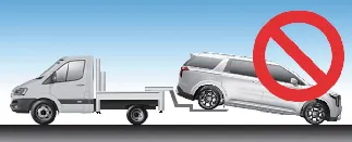 Illustration of prohibited reverse towing for Kia Carnival