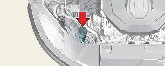 Visual check of the Kia Carnival windshield washer fluid reservoir level