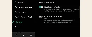 Scheduled ventilation setup menu in Kia Carnival