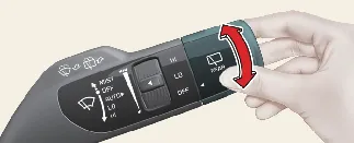 Rear wiper control settings on Kia Carnival steering column lever