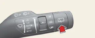 Rear washer activation by pushing lever away